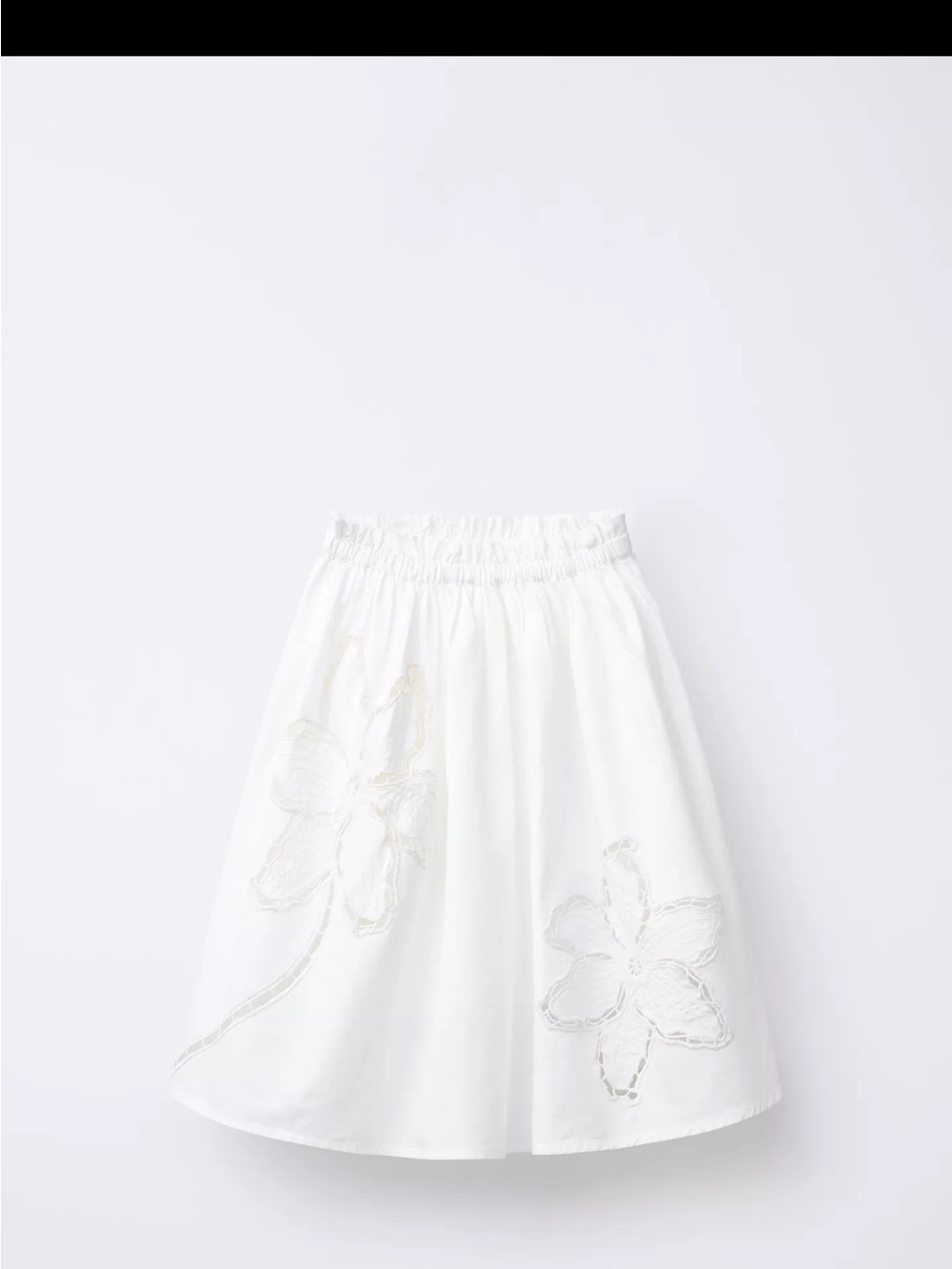 Zara White Floral Eyelet Skirt